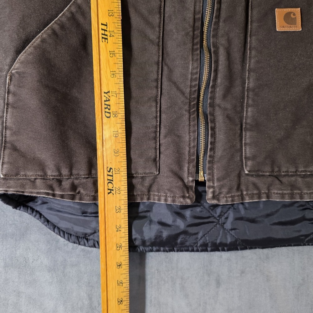 Carhartt Vest Mens Large Brown Duck Canvas Quilt Lined Insulated - Picture 8 of 8